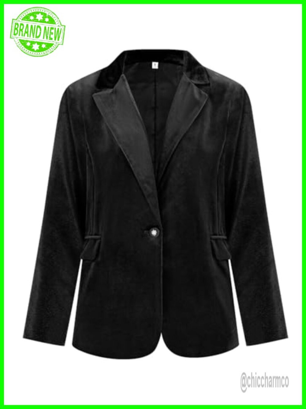 Velvet Blazer for Women Long Sleeve Button Front Warm Jacket with Pockets